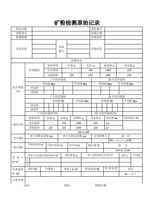 矿粉检测原始记录