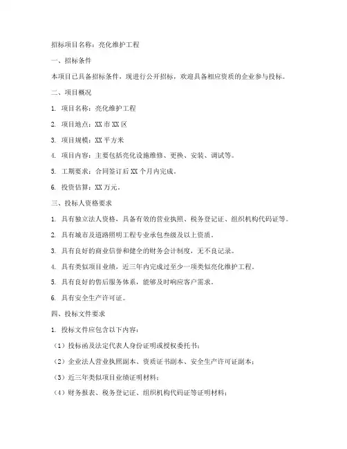 亮化维护工程招标公告