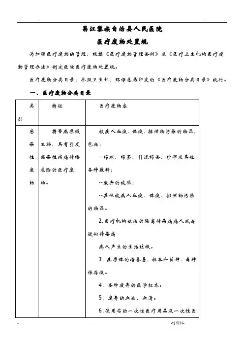 医疗废物处置规范