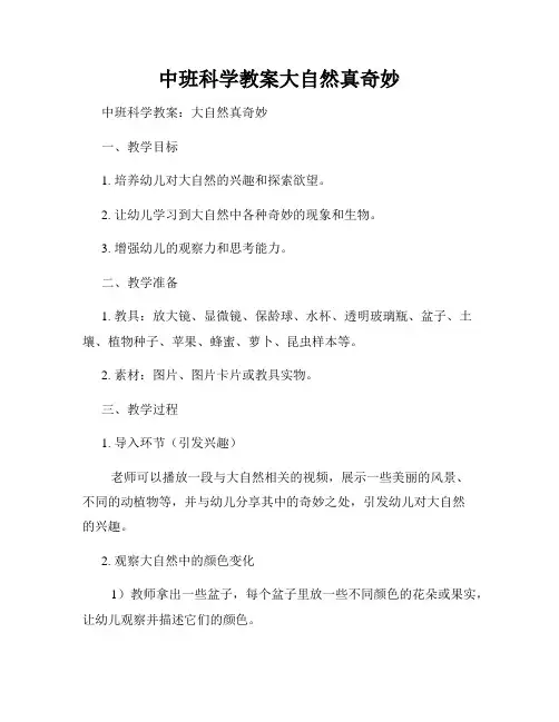 中班科学教案大自然真奇妙