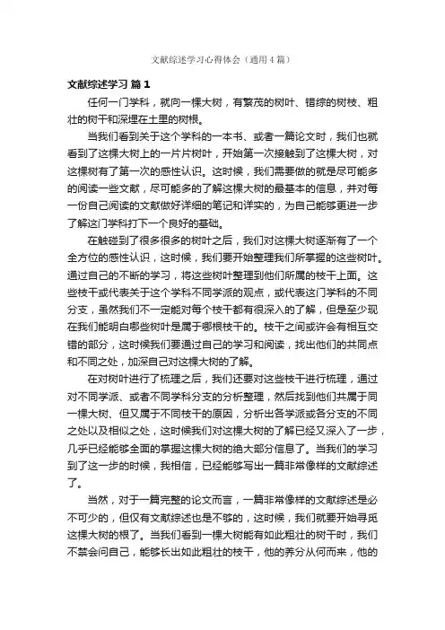文献综述学习心得体会（通用4篇）