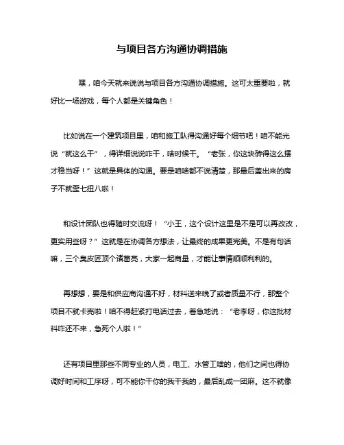 与项目各方沟通协调措施