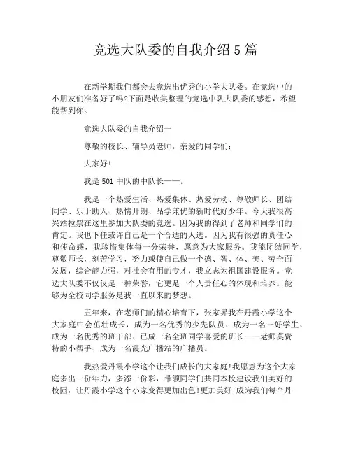 竞选大队委的自我介绍5篇