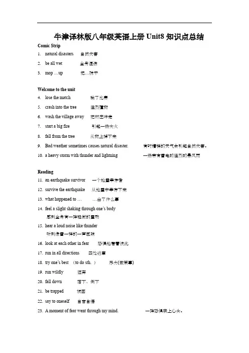 牛津译林版八年级英语上册Unit8知识点总结