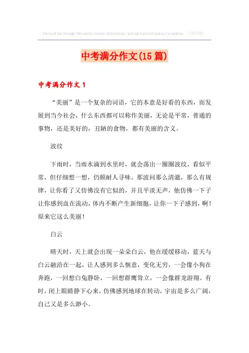 中考满分作文(15篇)