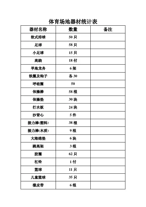 体育器材统计表