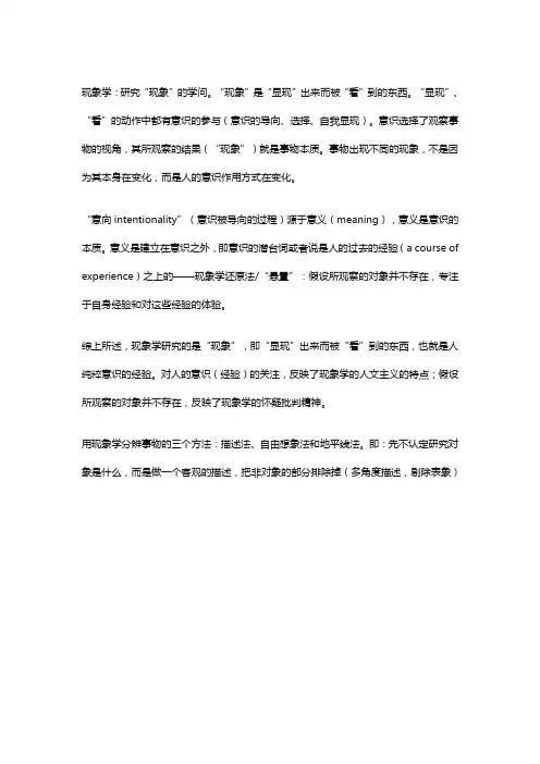 现象学研究名词解释
