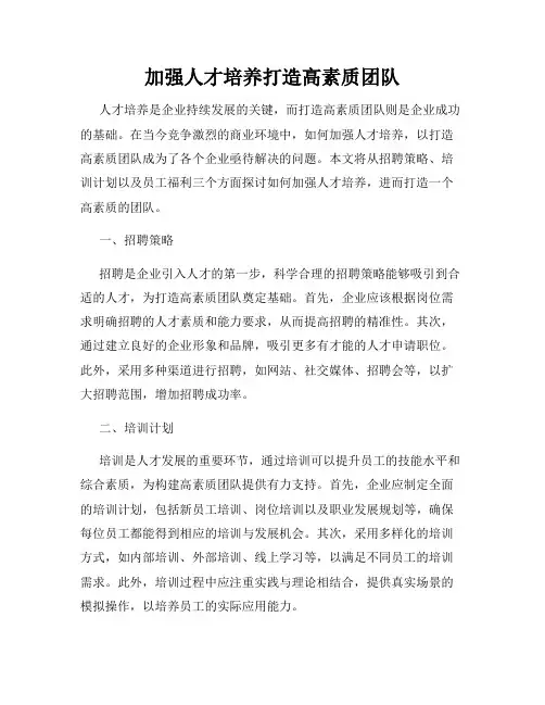 加强人才培养打造高素质团队