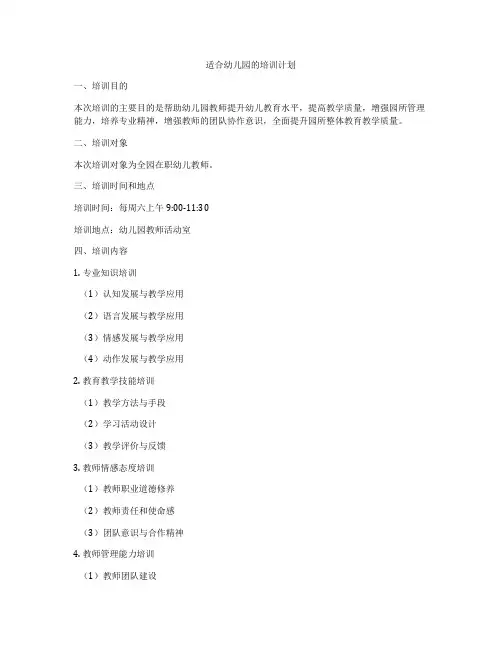 适合幼儿园的培训计划