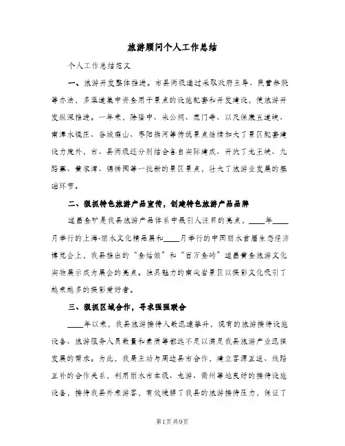 旅游顾问个人工作总结（二篇）