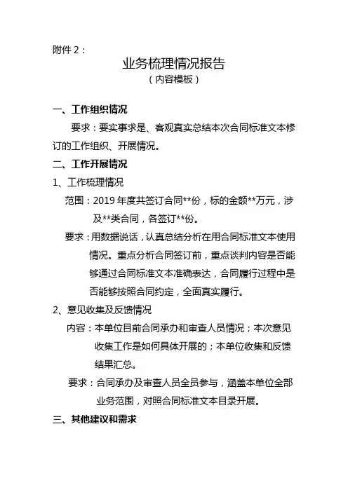 业务梳理及合同标准文本修改意见反馈表.doc