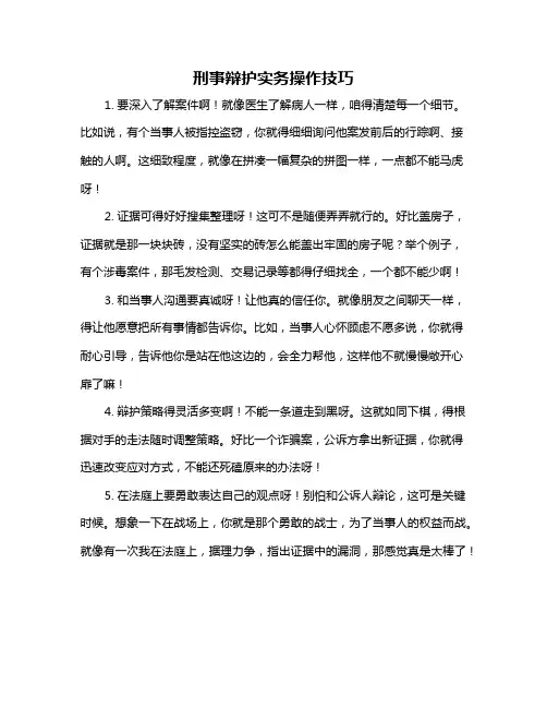 刑事辩护实务操作技巧