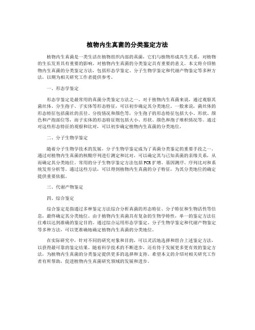 植物内生真菌的分类鉴定方法