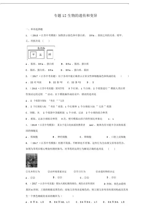 生物中考专题训练及解析(珍藏版)生物的遗传和变异