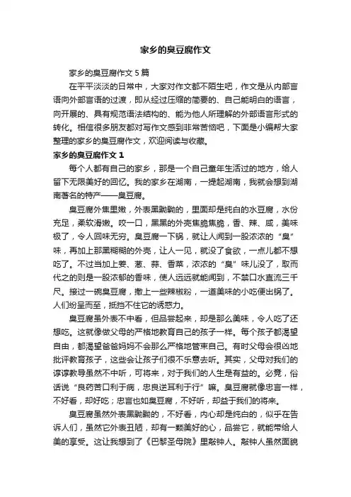 家乡的臭豆腐作文5篇