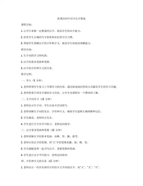 新课改初中识字认字教案