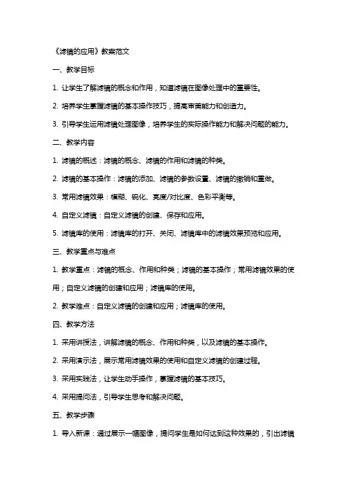 《滤镜的应用》教案范文