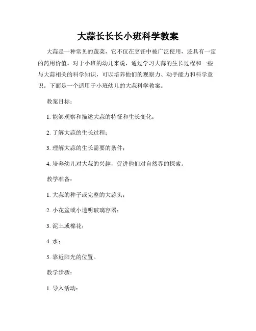 大蒜长长长小班科学教案