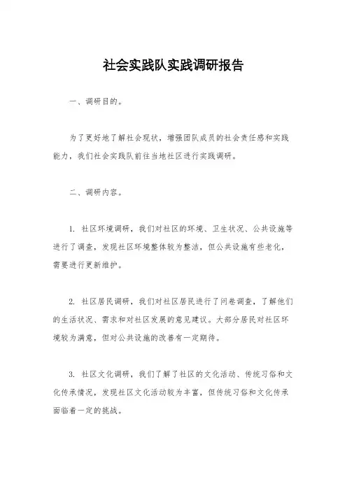 社会实践队实践调研报告