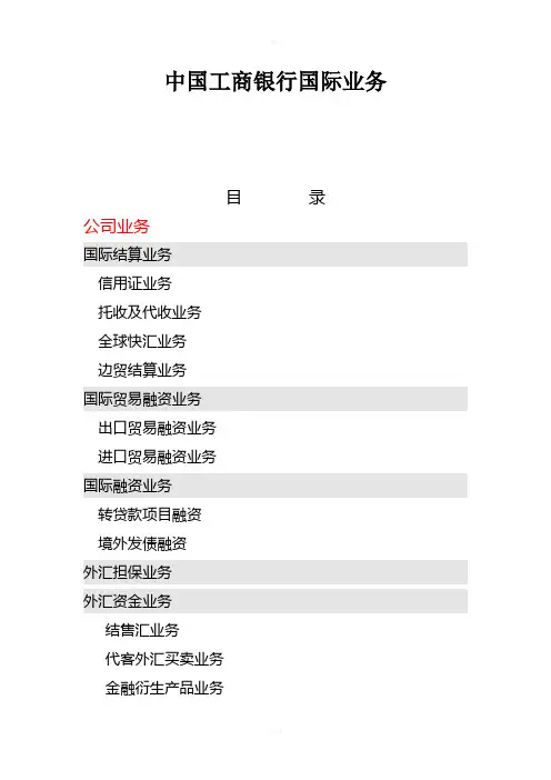 中国工商银行国际业务