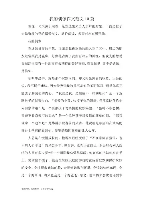 我的偶像作文范文10篇