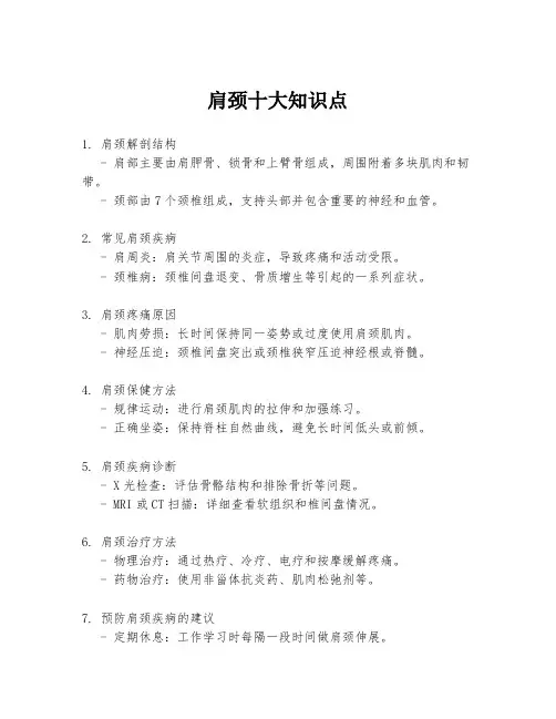 肩颈十大知识点