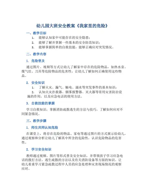 幼儿园大班安全教案《我家里的危险》含反思