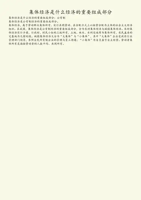 集体经济是什么经济的重要组成部分