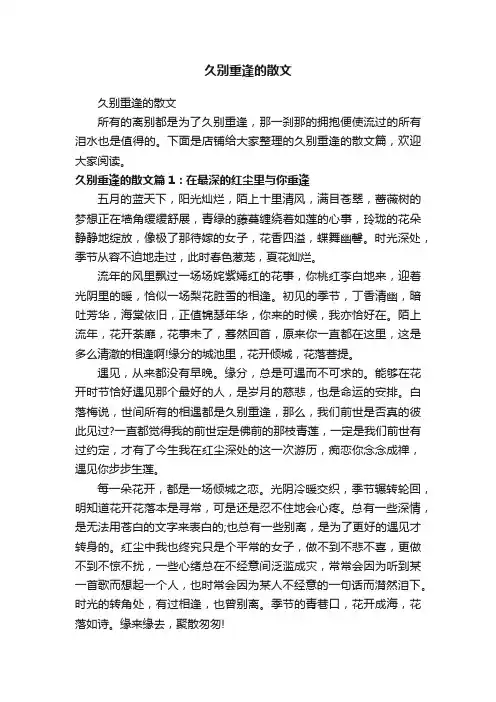 久别重逢的散文