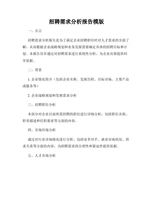 招聘需求分析报告模版