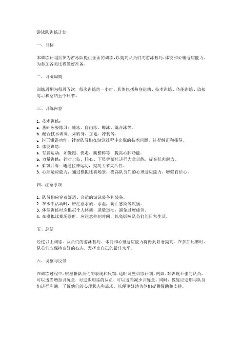游泳队训练计划