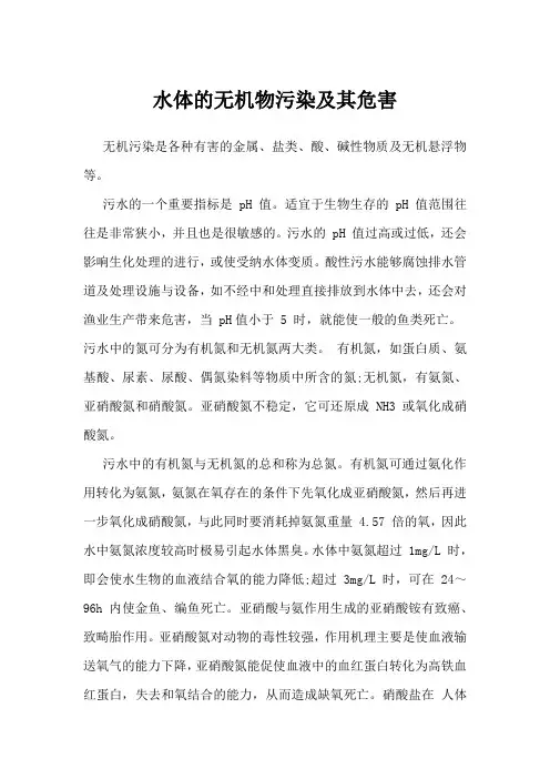 水体的无机物污染及其危害