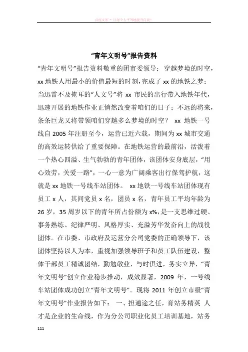 “青年文明号”报告资料