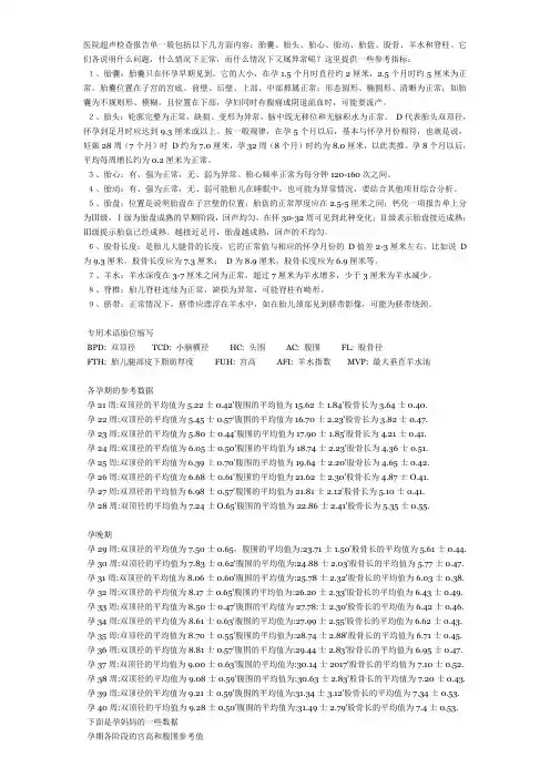 最全的孕期b超标准数据