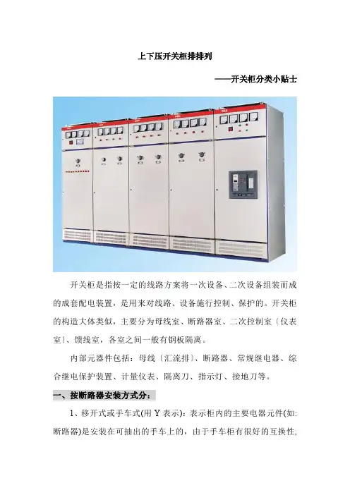 高低压开关柜排排列—开关柜分类小贴士