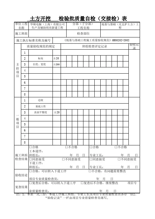 土方开挖自检表(1)