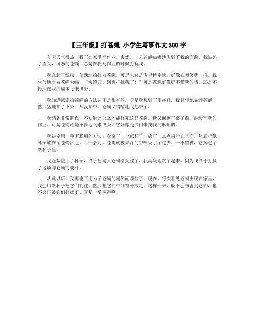 【三年级】打苍蝇 小学生写事作文300字