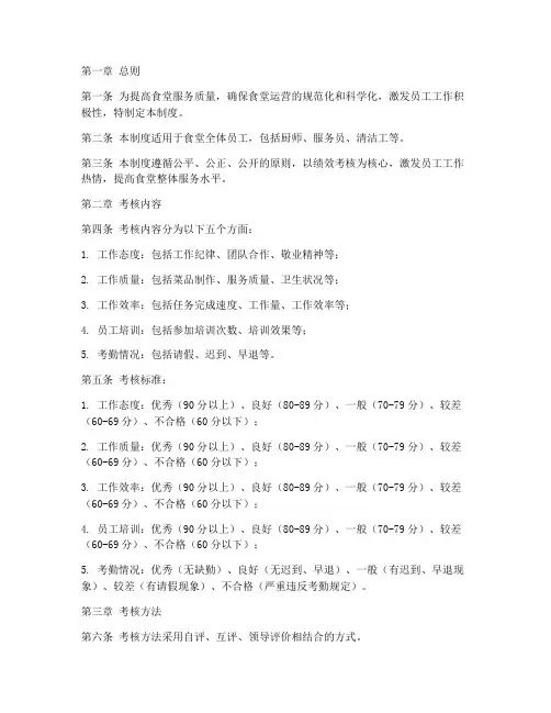 食堂绩效考核管理制度