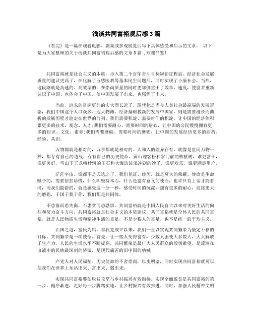 浅谈共同富裕观后感3篇