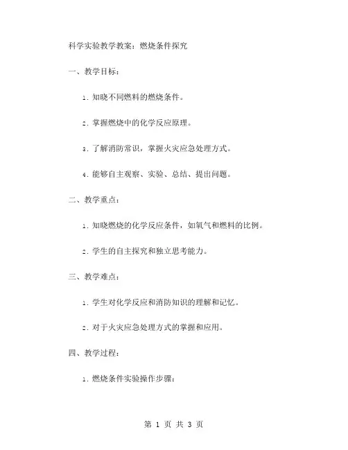科学实验教学教案：燃烧条件探究