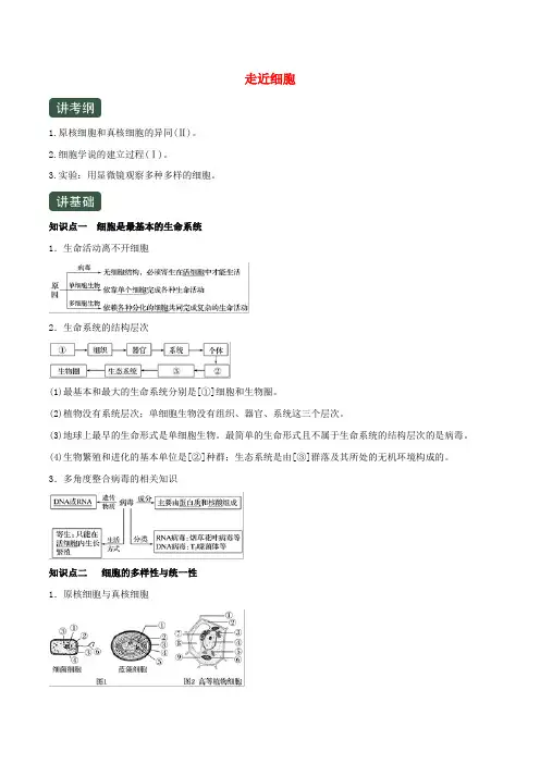 2020版高考生物一轮复习专题1.1走近细胞(精讲)(含解析)