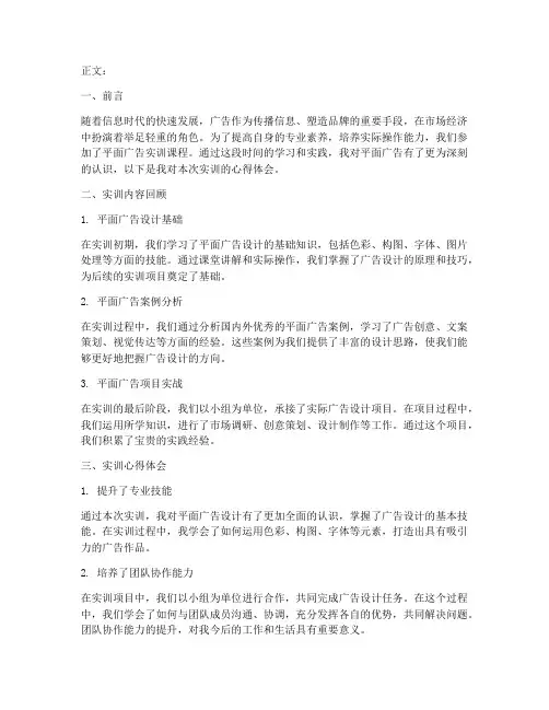 平面广告实训报告心得体会