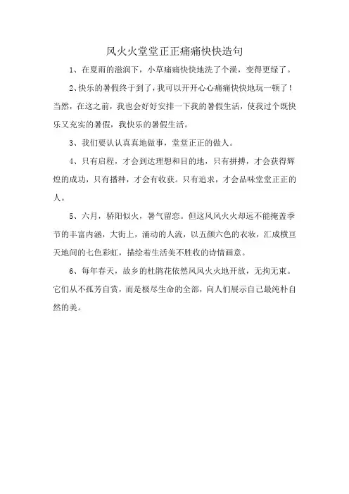 风火火堂堂正正痛痛快快造句