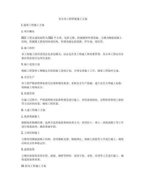 各分项工程样板施工方案