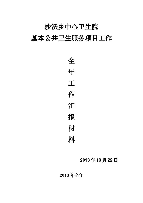 2013年上半年基本公共卫生服务项目工作总结