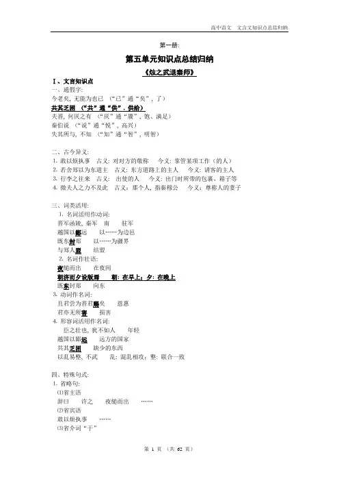 (完整版)高中语文文言文知识点总结归纳-推荐文档