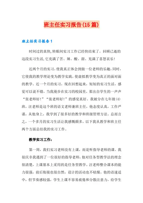 班主任实习报告(15篇)