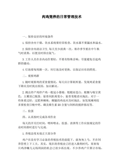 肉鸡笼养的日常管理技术