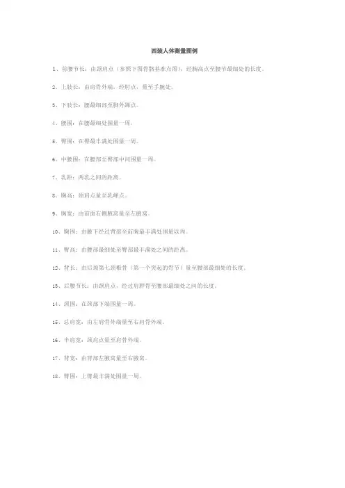 西装人体测量图例
