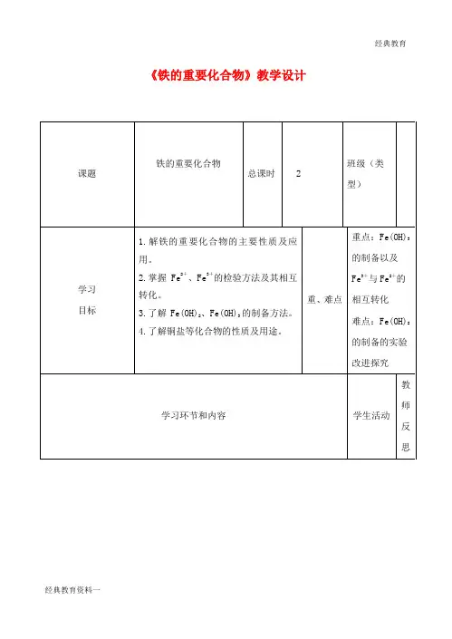 (秋季上学期)2019高中化学《铝的重要化合物》教学设计